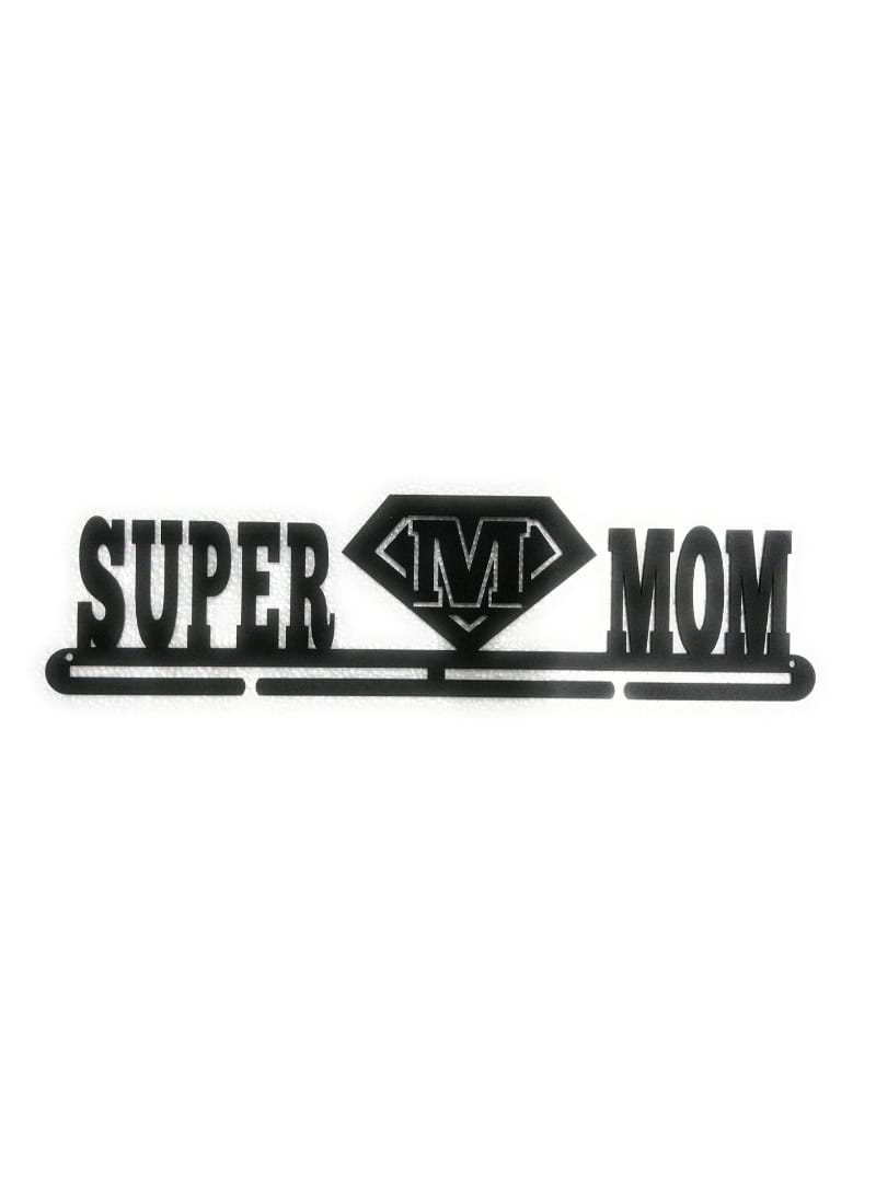 RUNWYND Super Mom Medal Hanger - Black (48 cm x 13 cm)