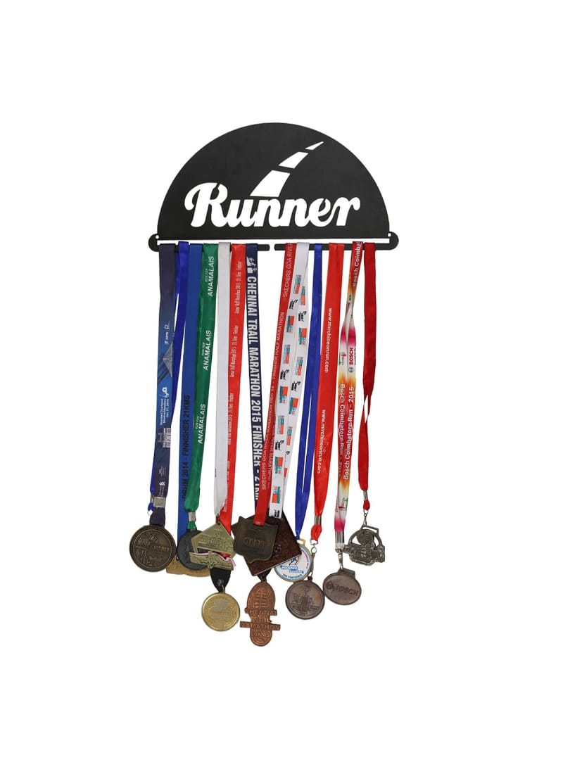 RUNWYND City Runner Medal Hanger - Black (40 cm x 20 cm)