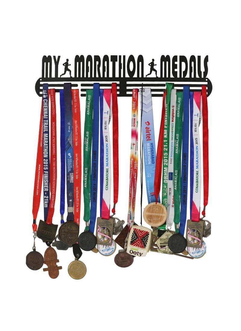RUNWYND My Marathon Metal Medal Hanger Big Size - Black (51 cm x 12 cm)