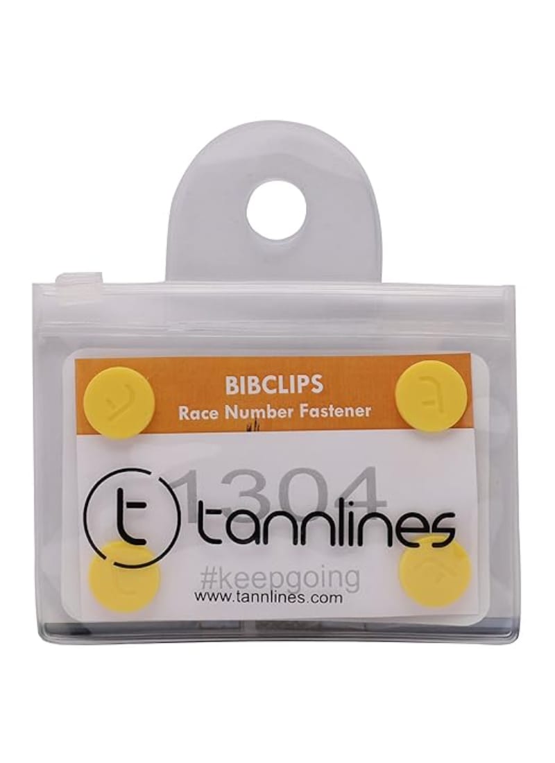 Tannlines BibClips - Marathon Race Number Fastener (Set of 6 Clips) | Say No to Safety Pins | No Making Holes on Your Running Top | Patented Design Yellow