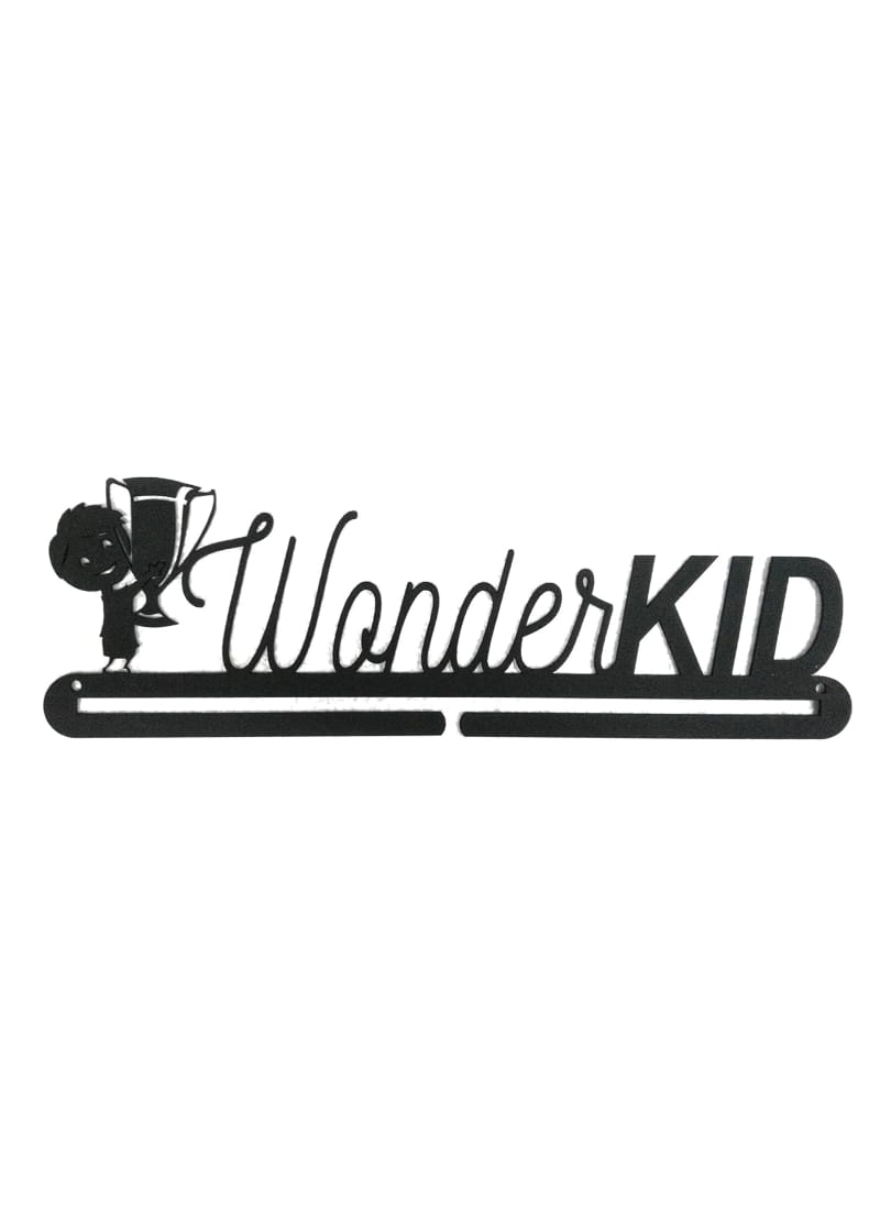 RUNWYND Wonder Kid Medal Hanger - Black (35 cm x 13 cm) | Black Matte Fininsh | Holds 30+ Medals