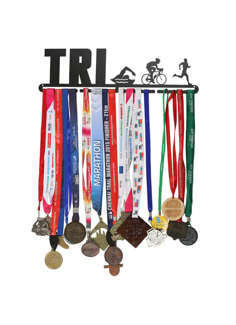 RUNWYND Tri Medal Hanger - Black (56 cm x 15 cm)