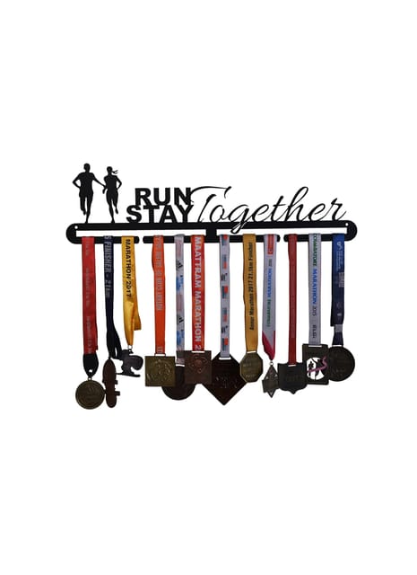 RUNWYND Run Together Stay Together Medal Hanger - Black (61 cm x 18 cm)