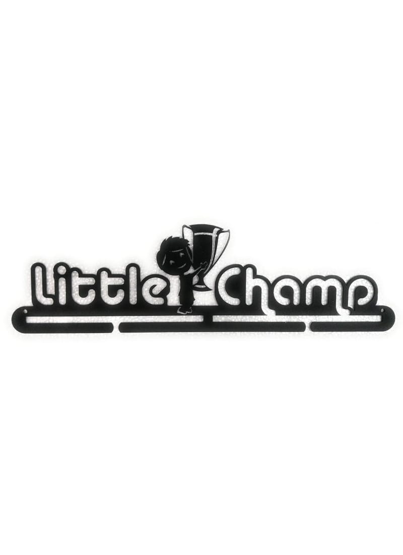 RUNWYND Little Champ Medal Hanger - Stencil - Black (46 cm x 13 cm)
