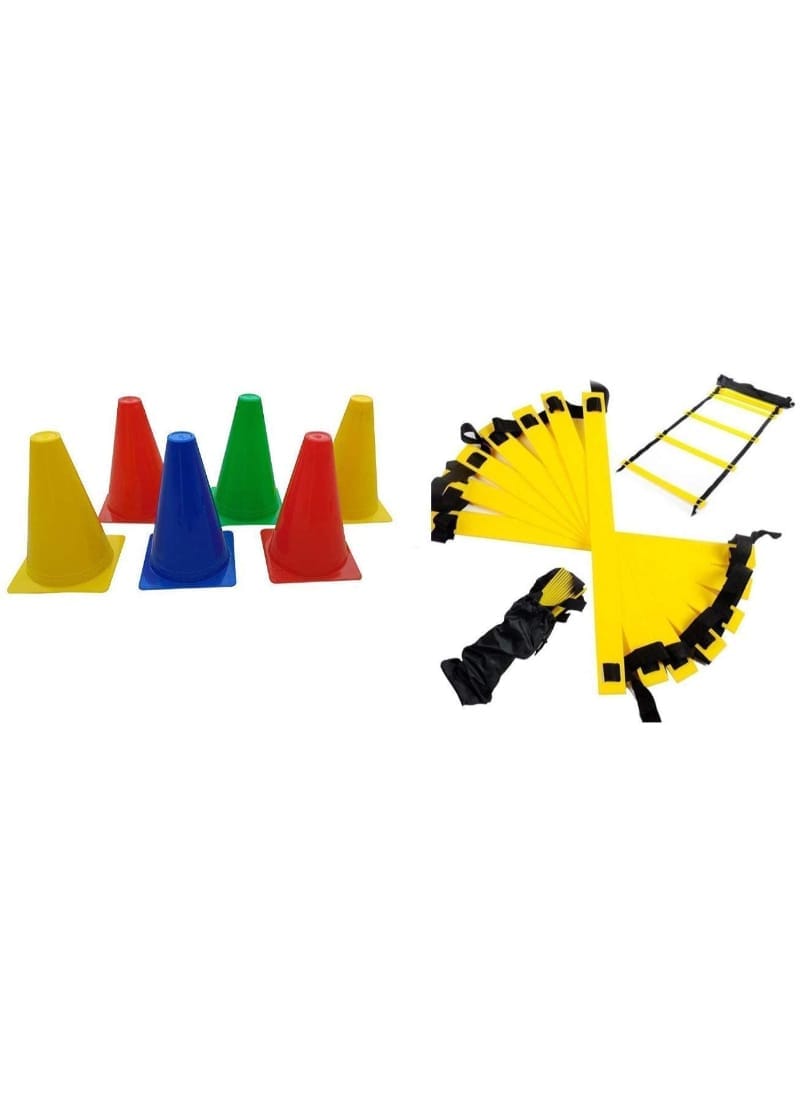 COUGAR Cone Marker, Cone Marker Set, Agility Training Fitness Set with 8 Meter Ladder, 20 Pc 6 Inch Cone Marker, Agility Training Equipment