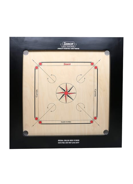 KD Surco Carrom Board Speedo Board Champion Bulldog Jumbo English Ply Wood Board with Coin, Striker and Powder, AICF Approved Used in National and International Tournament (Beige, 16 mm)
