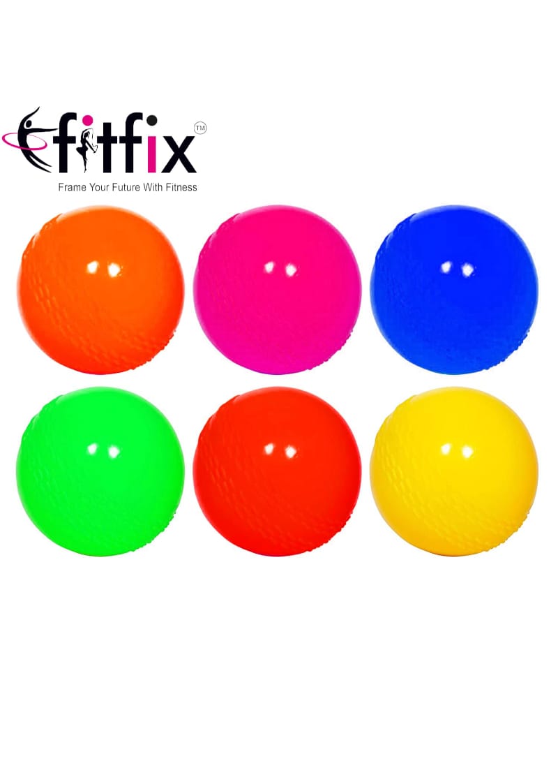 Fitfix® Synthetic PVC Practice Cricket Ball/Wind Balls (85-90 GMS) for - Indoor & Outdoor Street & Beach Cricket Wind Ball Pack of 6 ps (Mix Colour)
