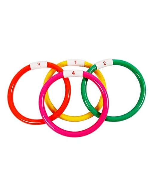 Fitfix® Soft Underwater Pool Diving Sinker Rings! Dive into Fun Multi Colors Age 5+ Pack of 4 Sinker Rings (7-inch) in Storage Bag – Ideal Gift Swimming Toys Diving, Pool Games, Accessories for Kids