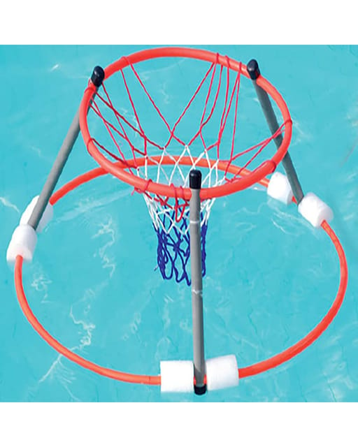 Fitfix Pool Basketball Goal Net for Kids, Floating Water Basketball Game Net for Swimming Pool for Kids & Adults - Red & White (Large)