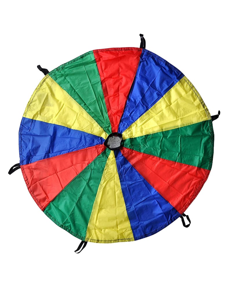 Fitfix® Kids Play Parachute with Handles and Carry Bag for Cooperative Play and for Upper-Body Strength
