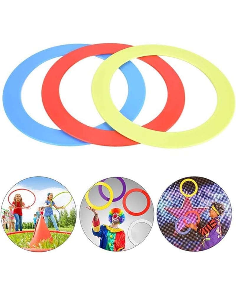 Fitfix Polyproplene Juggling Magician Rings, Sports Rings For Kids, Boys And Girls For Age 5+, Set Of 6 Size Diameter 24 Cm / 9 Inches,Assorted