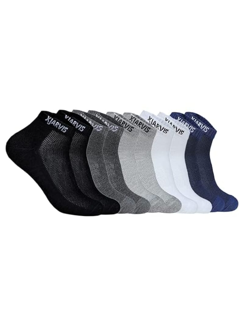 XJARVIS 5 Pairs Ankle Length Half Terry Cotton Bamboo Socks Men & Women for Sports Cushion Unisex Towel Multicolor Socks Ideal for Gym, Casual Wear & Running Odor Free, Pack of 5