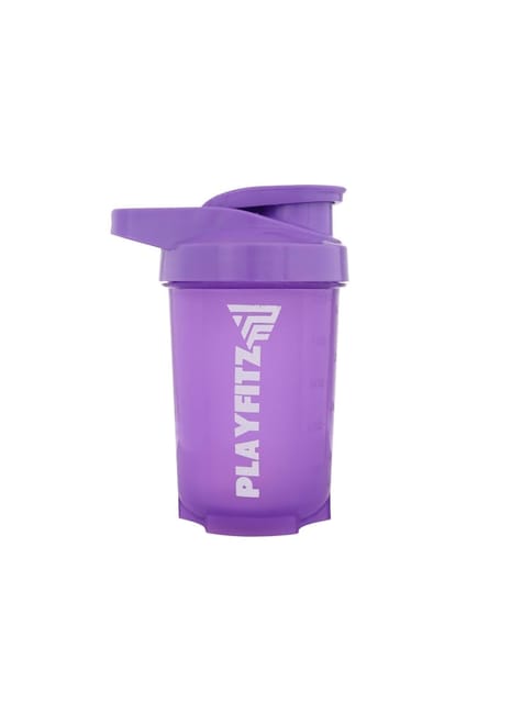 PLAYFITZ Wave Prime Shaker Bottle for Protein Mixes | 500ml. Pre Workout Shaker Bottles | Unbreakable Gym Protein Shaker Bottle with Rounded Bottom | Classic Loop Hook (Purple)