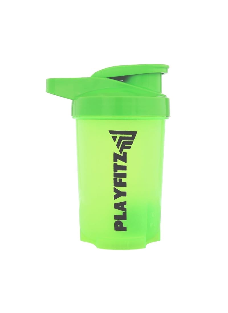 PLAYFITZ Wave Prime Shaker Bottle for Protein Mixes | 500ml. Pre Workout Shaker Bottles | Unbreakable Gym Protein Shaker Bottle with Rounded Bottom | Classic Loop Hook (Green)