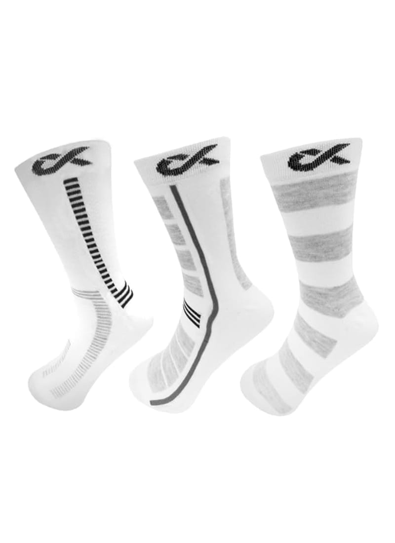 XJARVIS Rome Men's Solid Calf Crew Combed Full Length Cotton Formal Socks, Odour Free & Breathable, Running, Cycling & Gym, Ideal for Home, Office Wear, Free Size (White) Pack of 3
