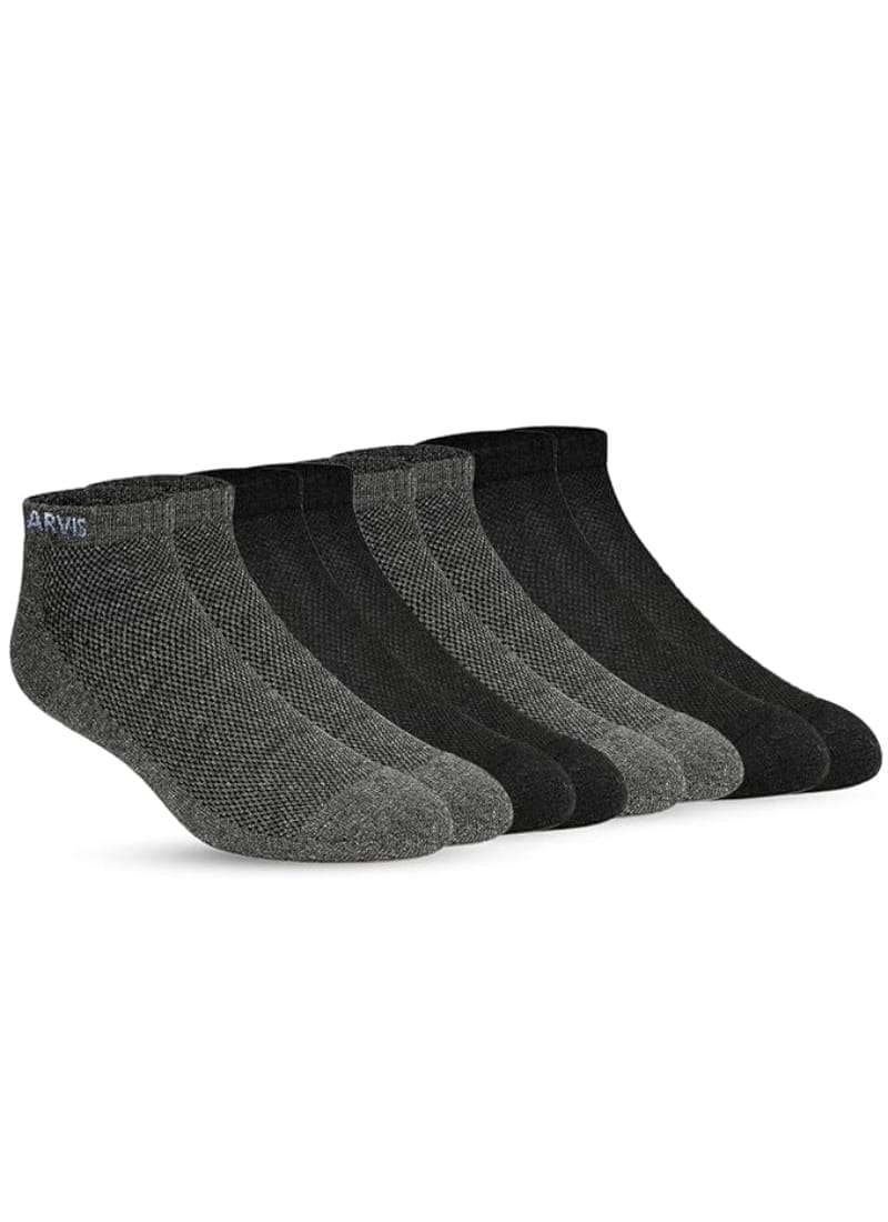 XJARVIS Men's and Women's Combed Cotton Ankle Length Socks With All Day Comfort Ankle Socks for Gym, Running, Sports, Training & Hiking - Pack of 4 Pairs (Free Size) Black, Dark Grey