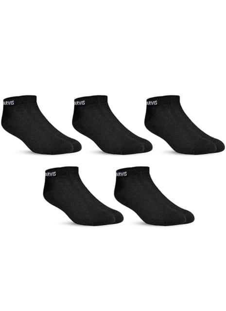 XJARVIS Men's and Women's Combed Cotton Ankle Length Socks With All Day Comfort Ankle Socks for Gym, Running, Sports, Training & Hiking - Pack of 5 Pairs (Free Size) Black