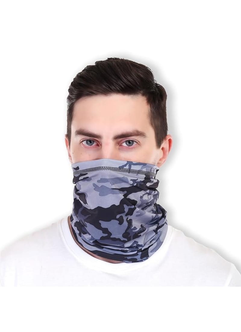 PLAYFITZ Bahamas Premium Bandana for Dust & Sun Protection, Comes With Cool Lightweight, Windproof, Breathable Material, Fishing Hiking Running Cycling, Camo Grey
