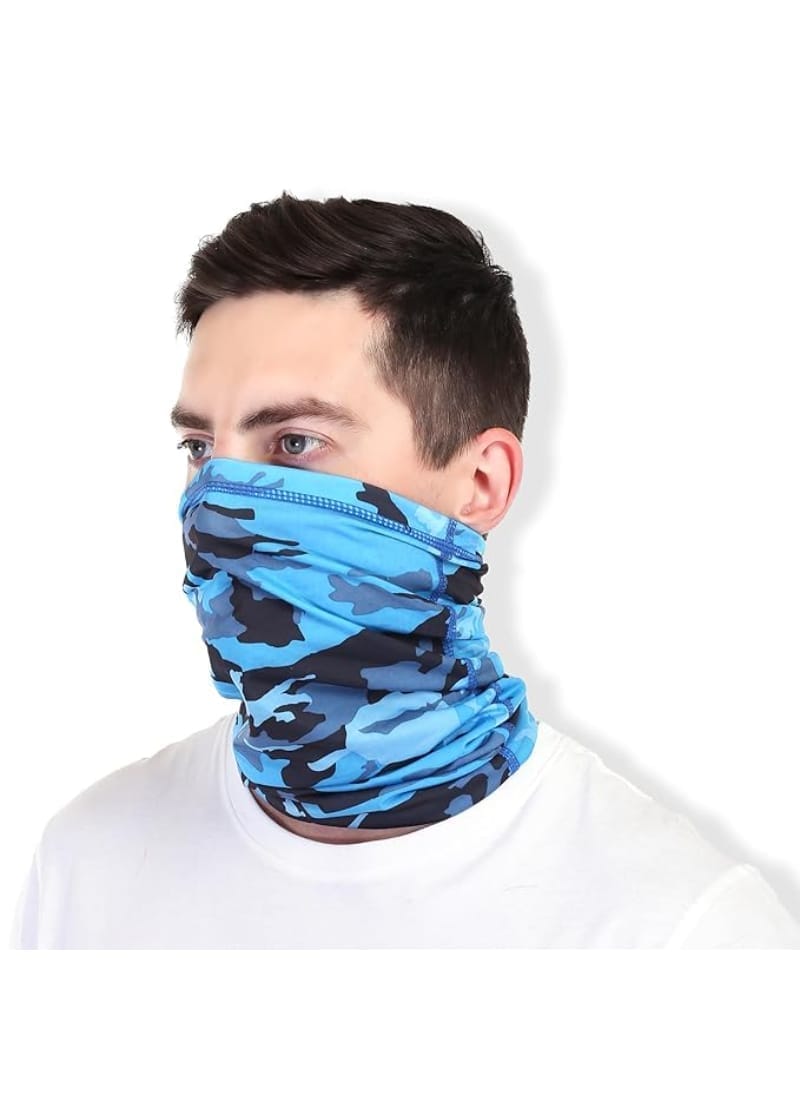 PLAYFITZ Bahamas Premium Bandana for Dust & Sun Protection, Comes With Cool Lightweight, Windproof, Breathable Material, Fishing Hiking Running Cycling, Camo Blue