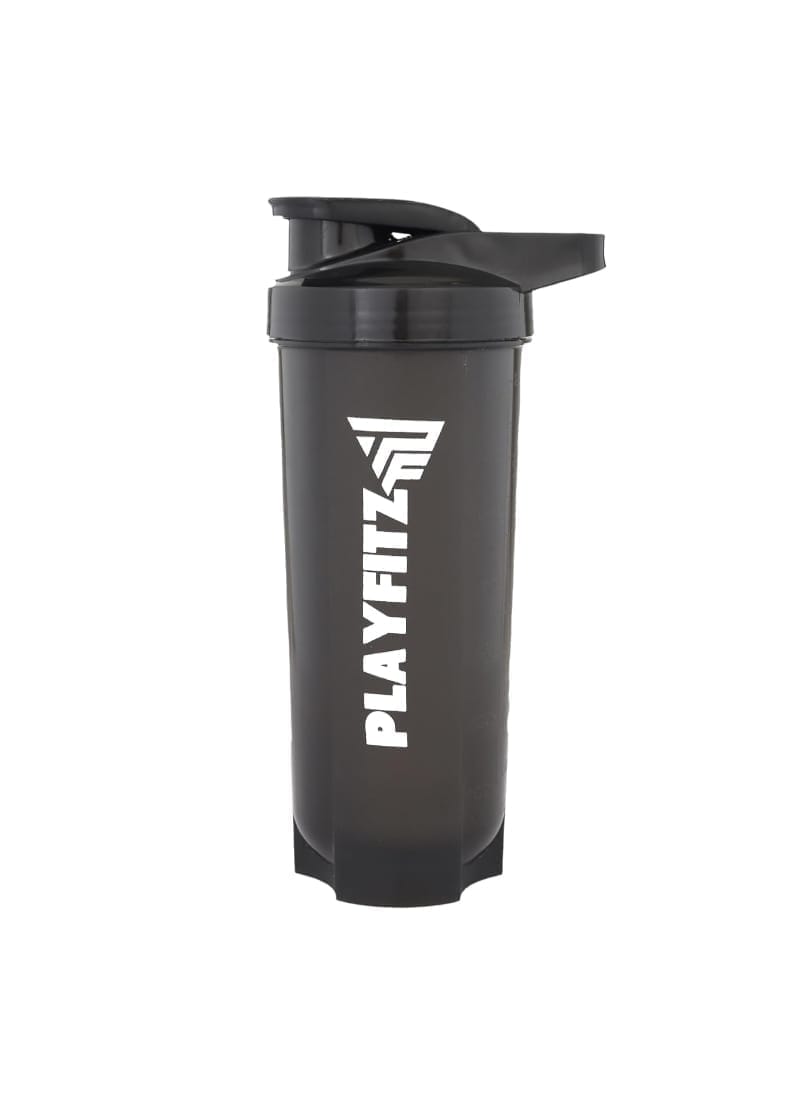 PLAYFITZ WAVE Protein Shaker Gym Blender Shaker, Sipper Protein Shaker Bottle, Gym Bottle for Protein Shaker for Running, Sports, Workout for Men & Women 100% Leakproof BPA-Free With BCAAs 700ml Black