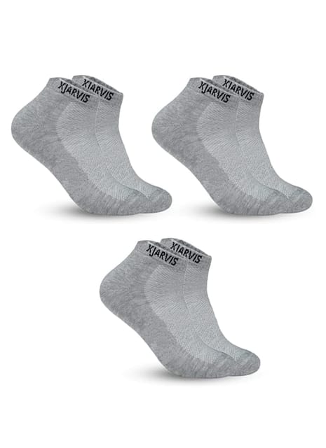 XJARVIS 3 Pairs Ankle Length Half Terry Cotton Bamboo Socks Men & Women for Sports Cushion Unisex Towel Multicolor Socks Ideal for Gym, Casual Wear & Running Odor Free, Pack of 3 Grey