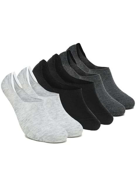 XJARVIS® 3 Pairs No Show Low Cut Loafer Unisex Socks for Men & Women with Combed Cotton for Sports, Running & Hiking Pack of 3 (Free Size) Black, dark Grey, Grey