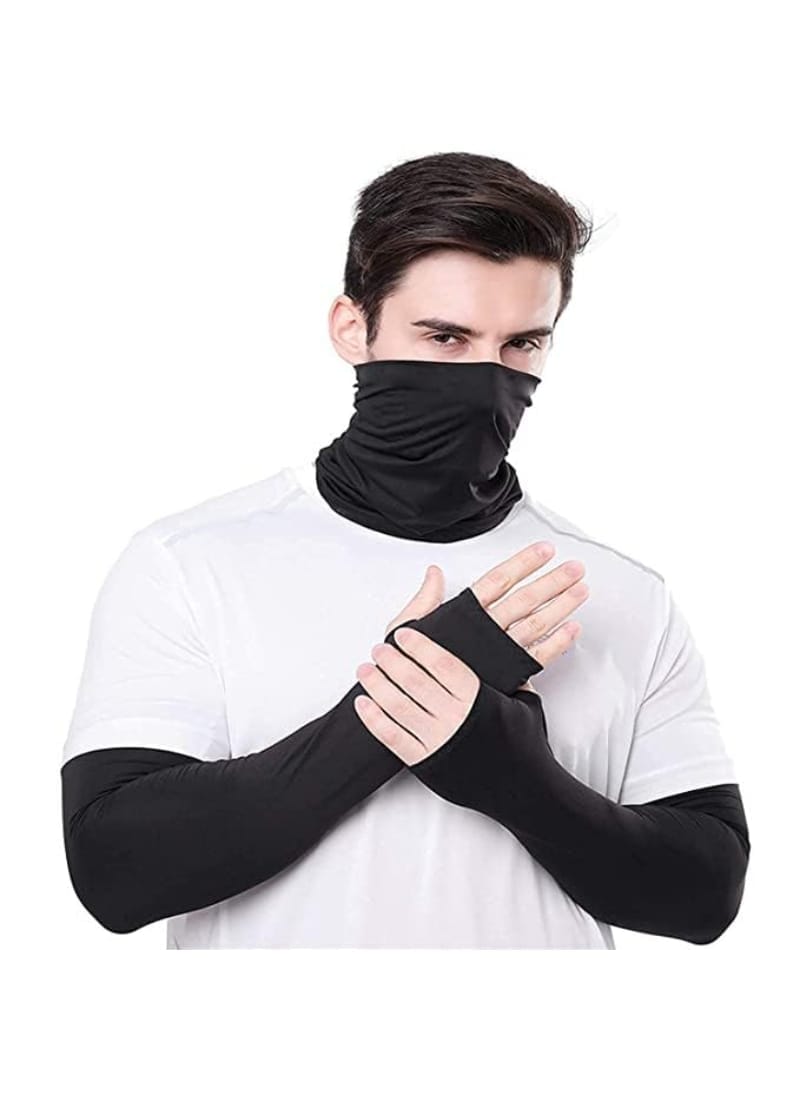XJARVIS Bandana & Arm Sleeves for Dust & Sun Protection, Comes with Cool Lightweight, Windproof, Breathable Material, Fishing Hiking Running Cycling, Combo