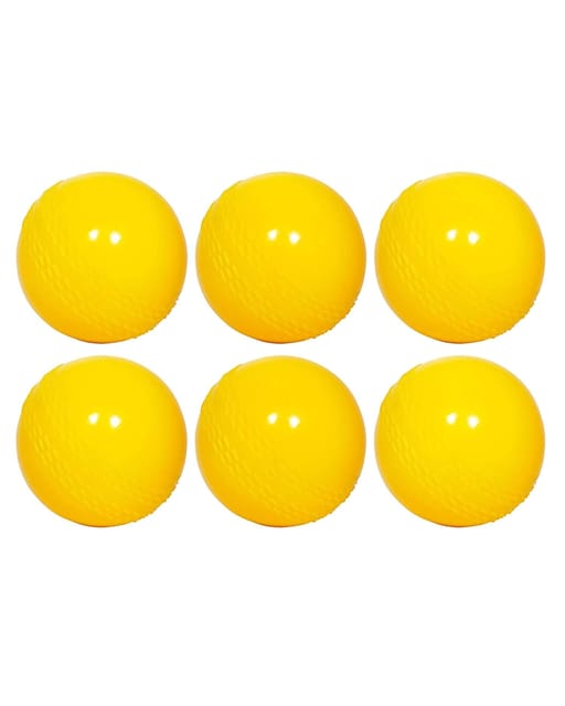 Fitfix® Wind Ball Cricket PVC Synthetic Material - Size: 72 mm Dia Standard (Pack of 6) Yellow Colour