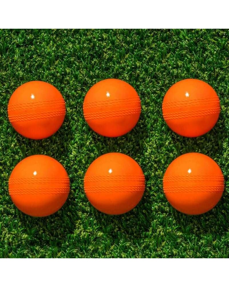 Fitfix® Synthetic PVC Practice Cricket Ball/Wind Balls (85-90 GMS) for - Indoor & Outdoor Street & Beach Cricket Wind Ball Pack of 6 ps (Orange)