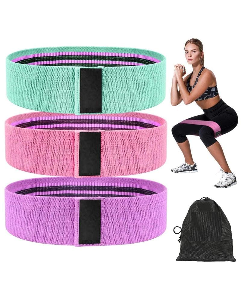 Fitfix® Fabric Resistance Band - Loop Hip Band for Women & Men for Hip, Legs, Stretching, Toning Workout. Mini Loop Booty Bands for Glutes, Squats Exercise Usable in-Home & Gym. (Set of 3)