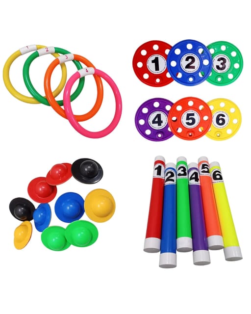 Fitfix Swimming Toy Set of Floating Egg Flips, Diving Discs, Diving Stick, Sinker Rings I Diving Toys for Children I Ideal Gift Set - Made in India (Sinker Ring, Diving Disc, Egg Flip, Diving Stick)