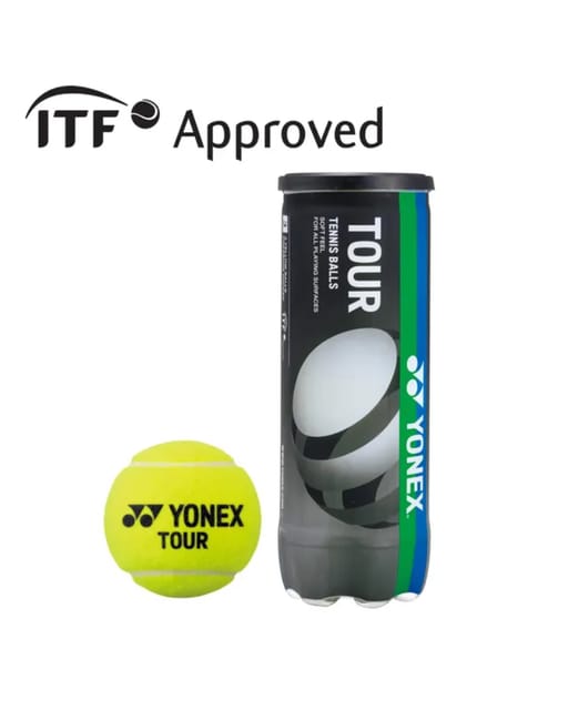 YONEX Tour Woven Felt Tennis Ball for Tournaments and Practice (Pack of 3) Yellow | Standard Size |