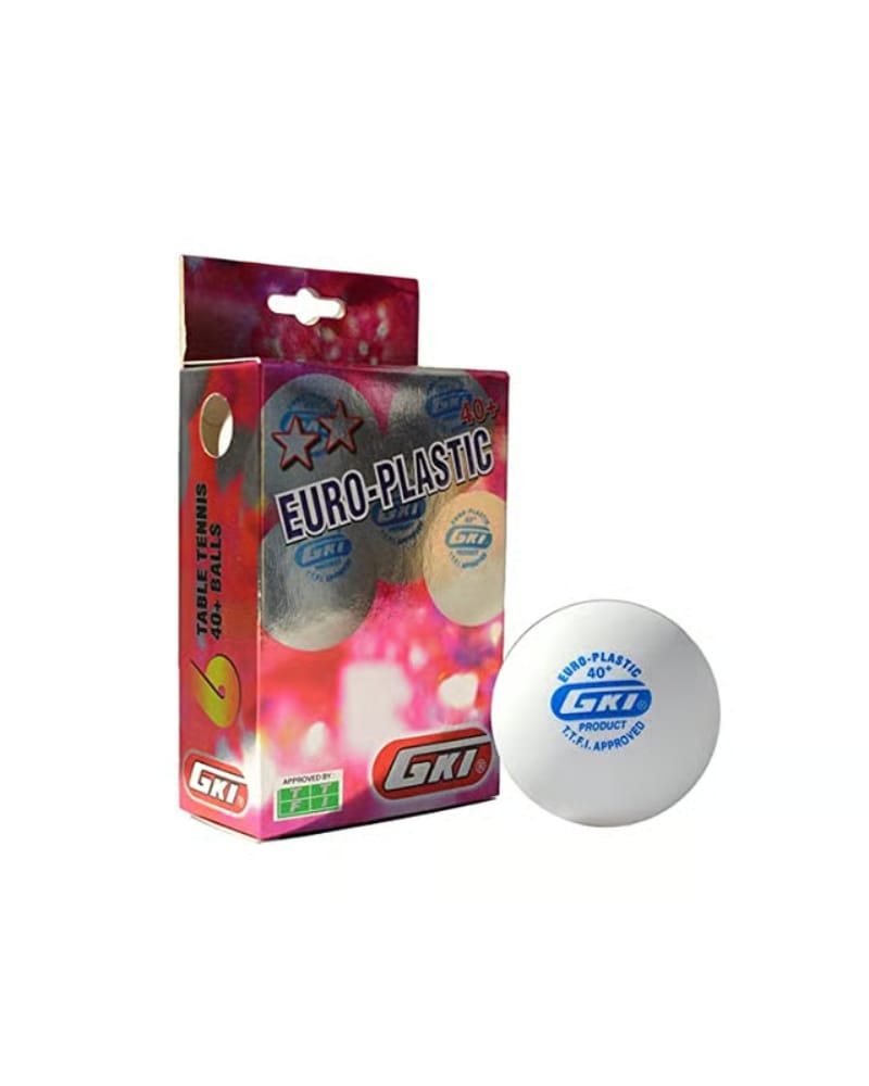 GKI Euro Plastic 40+ Table Tennis Balls, Multicolour (Pack of 6) Standard Size