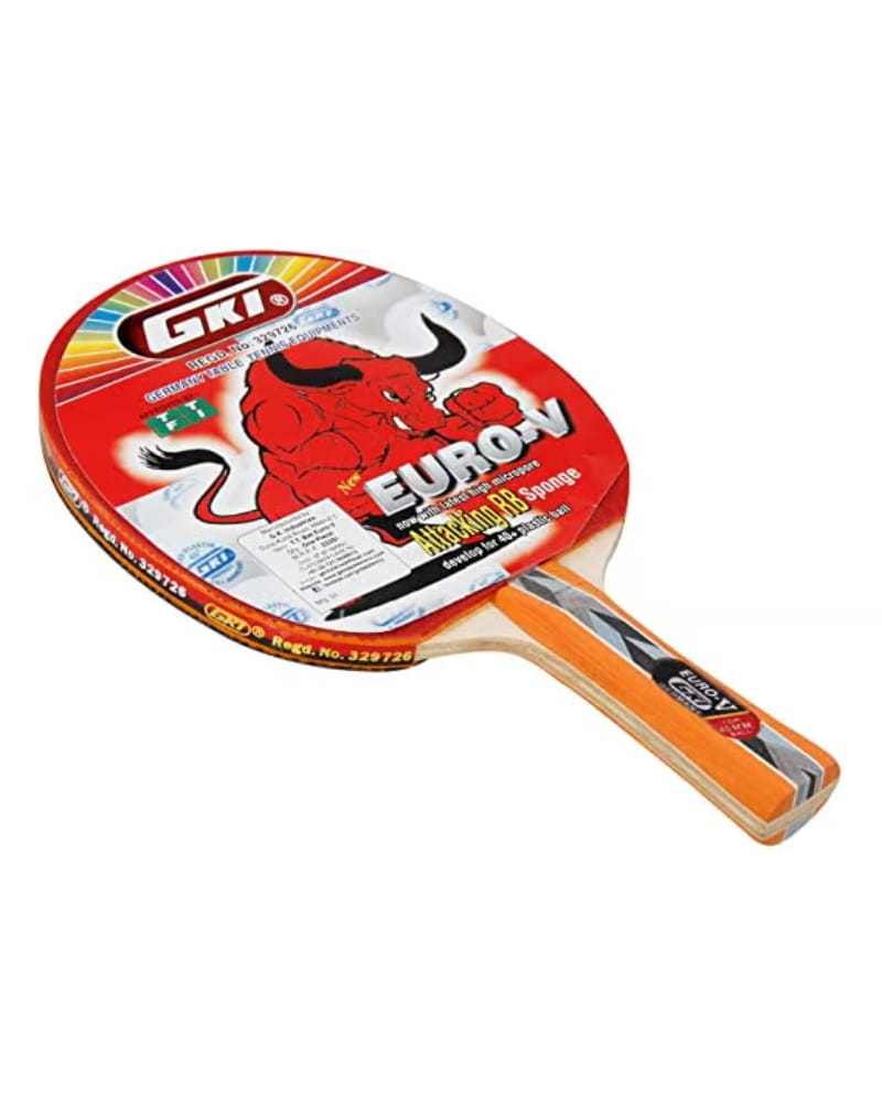 GKI Euro V Wooden Table Tennis Racquet (Multicolor)