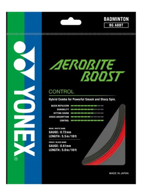 Yonex BG Aerobite Boost Badminton Gut Sring | Dark Gray / Yellow, Gray / Red