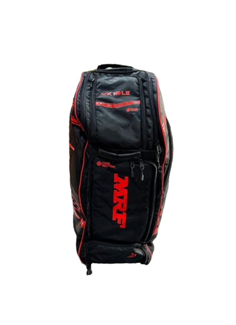 AASHRAY MRF VK-18 LE Shoulder & Wheelie Cricket Kit Bag, Heavy Duty Nylon, 2 Padded Bat Pockets, Adjustable Shoulder Straps, Space for Helmet & Accessories VK-18 LE (Limited Edition)