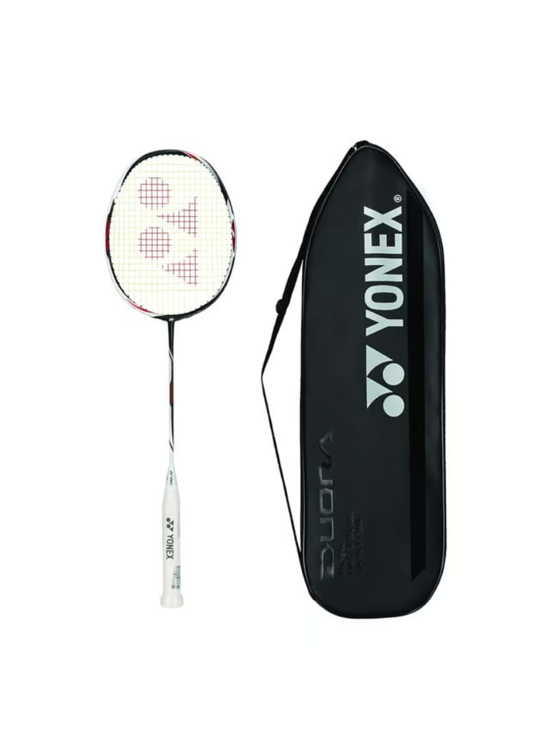YONEX Graphite Duora Z Strike Professional Badminton Racquet | (Black / White, 88 gms , 28 lbs Tension, Made in Japan)
