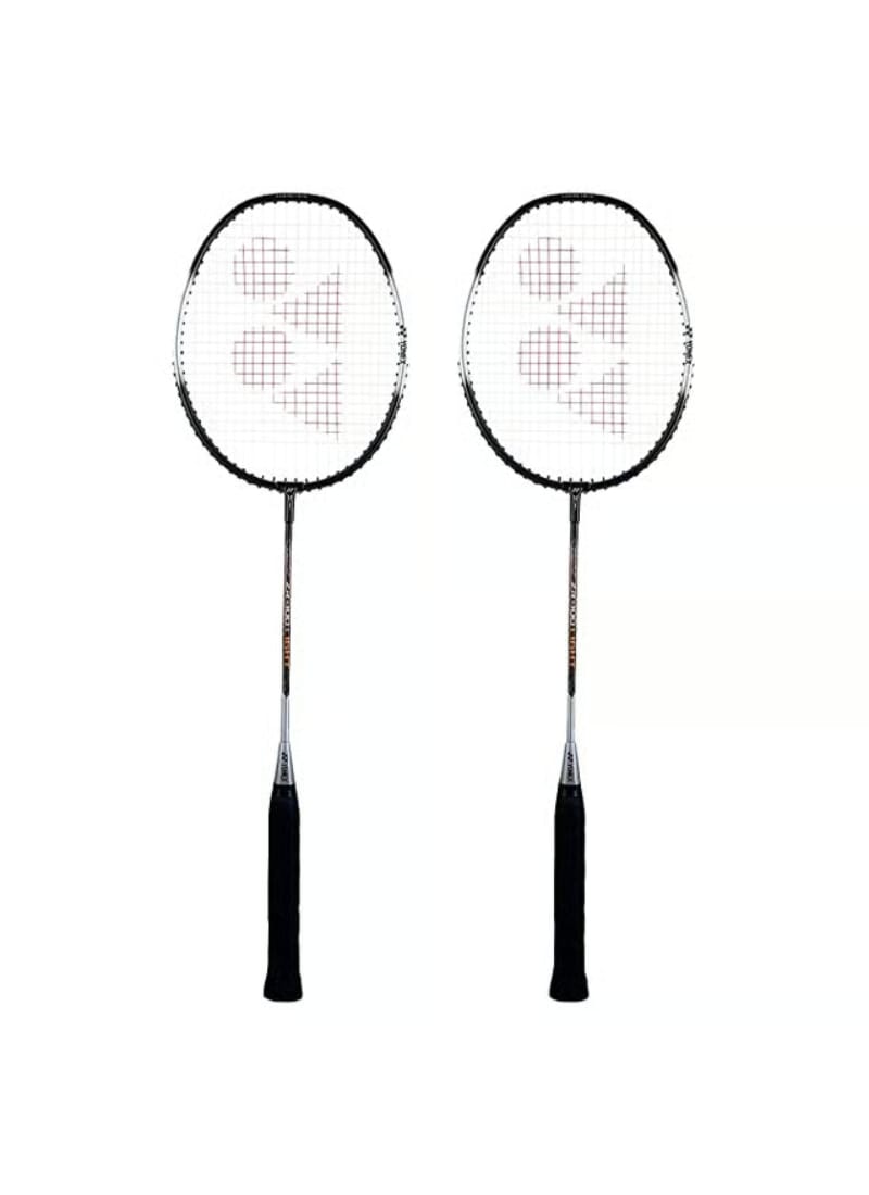 YONEX ZR 100 Light Aluminium Badminton Racquet with Full Cover (Black/Black) Set of 2