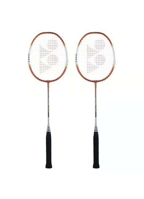Yonex ZR 100 Light Aluminium Badminton Racquet Pack of 2 with Full Cover | Made in India Orange / Orange