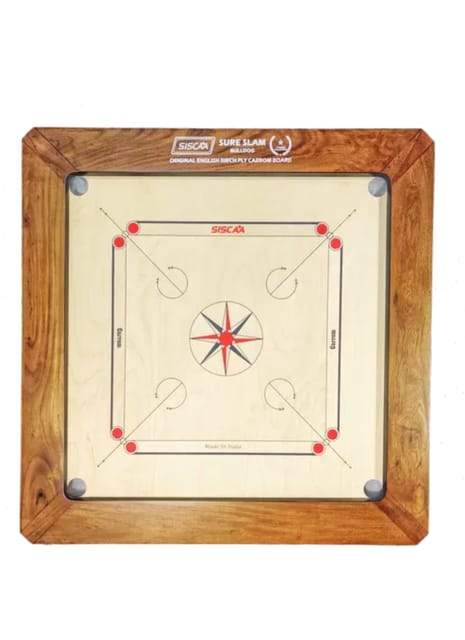 SISCAA SURESLAM Premium Collection Carrom Board with Natural Finish Frame SISCAA SURESLAM Jumbo