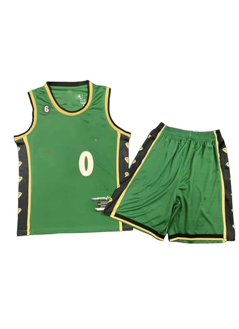 AASHRAY Basketball Replica NBA Bos*ton Cel*tics Swingman Champions of Gold Tatum 0 Player Version Quality Jersey with Shorts Set for Mens Womens Youth Boys Knit Rib Round Neck & Armholes