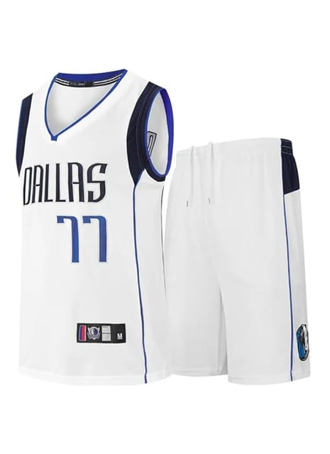 AASHRAY Men's NBA Replica Basketball Fans Jersey with Shorts, Dallas Mavericks DONCIC77#