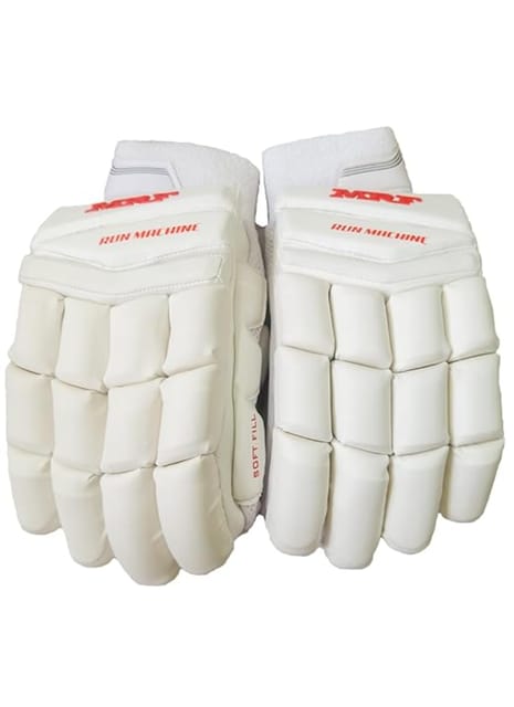 AASHRAY MRF Cricket Batting Gloves, Superior Protection, Enhanced Comfort for Professional and Amateur Cricketers (White, Mens, Right)