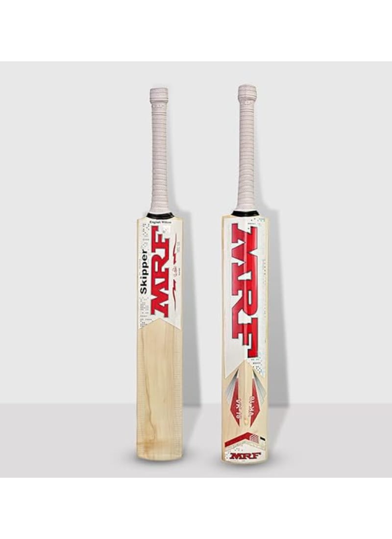 MRF English Willow Skipper Cricket Bat, Grade 4 English Willow Wood, Virat Kohli Series VK 18, Superior Performance, Robust Power, Enduring Resilience (Size-5)