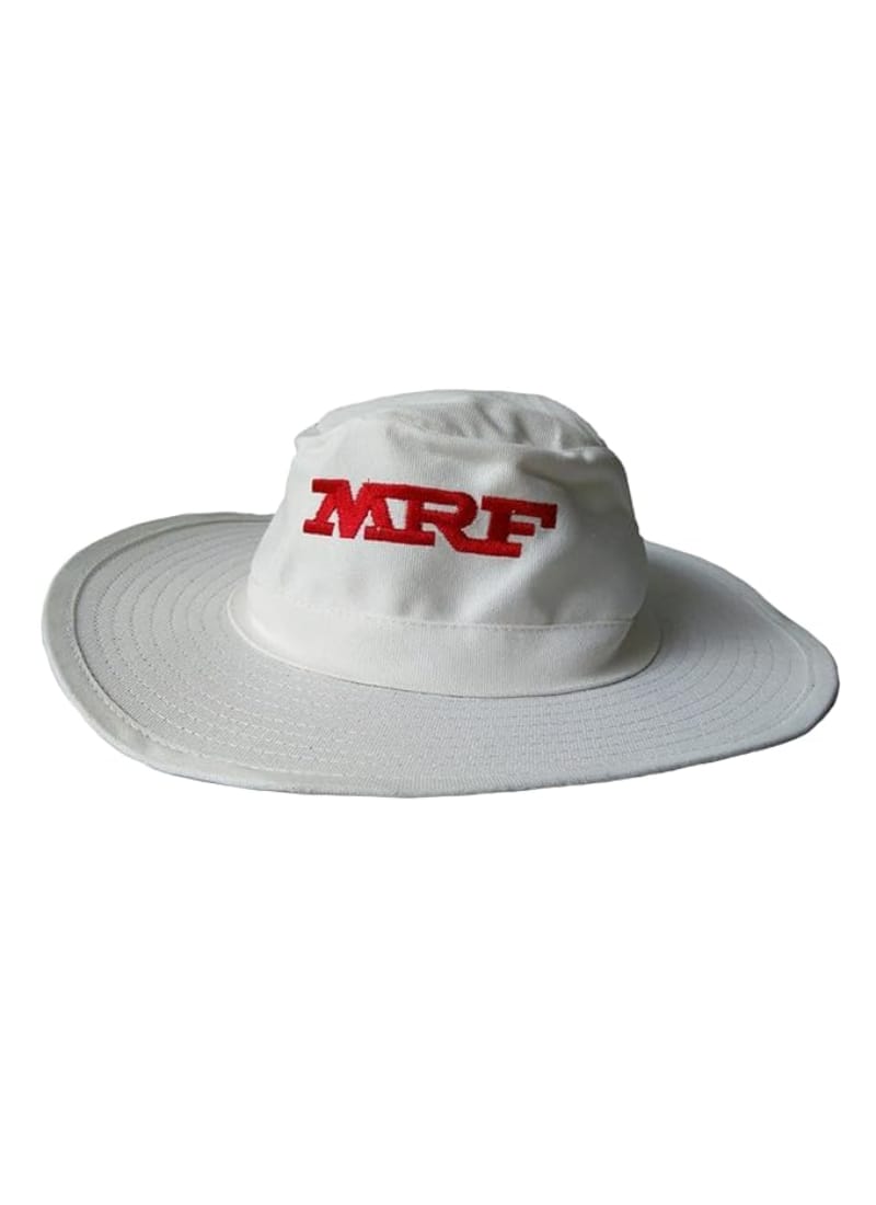 AASHRAY MRF Panama Cricket Hat is Trantional Hat, Cotton, Lined, Vented Eyelids, Embroidered Logo, Wide Brim for Sun Protection