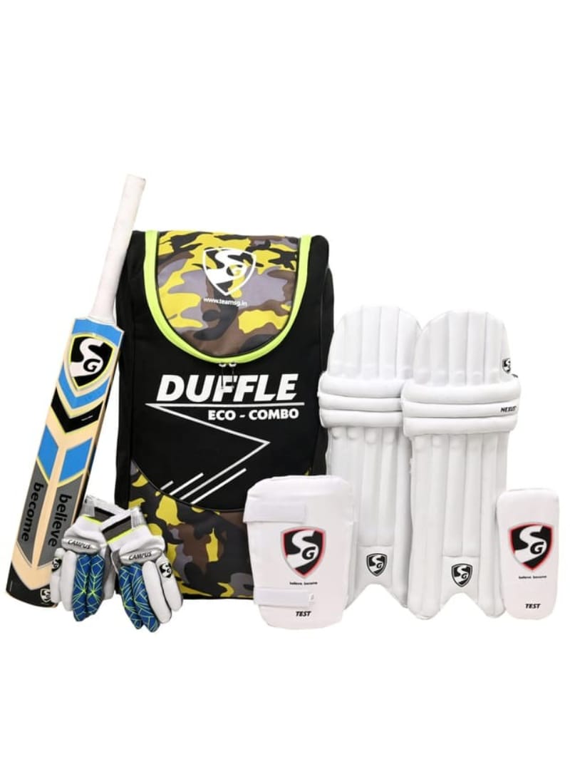 SG Cricket Kit Junior to Adult Equipment Accessories with Helemt