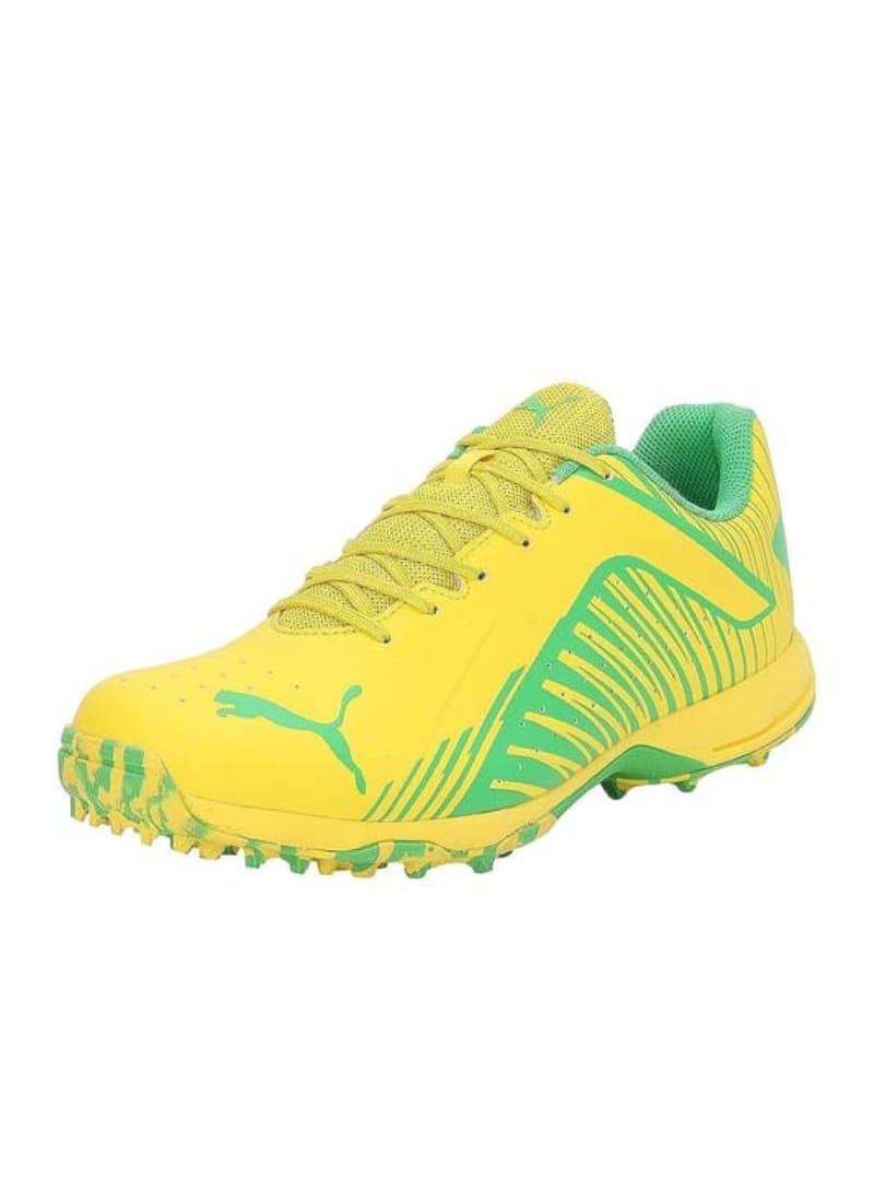 PUMA CRICKET MENS RUBBER SPIKE SHOES 22.2 FH SHOE Vibrant Yellow-Green