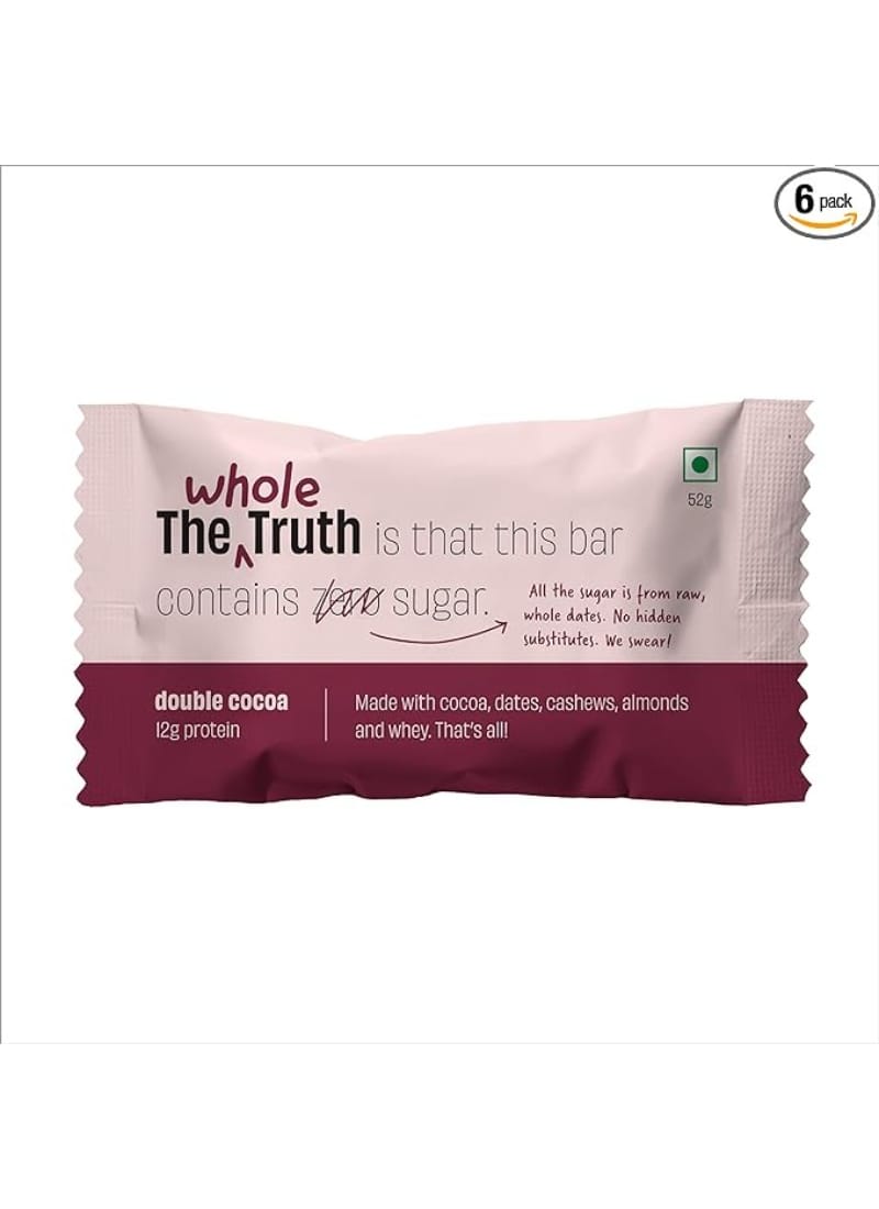 The Whole Truth Double Cocoa 13g Protein Bar 52g Pack Of Six 6