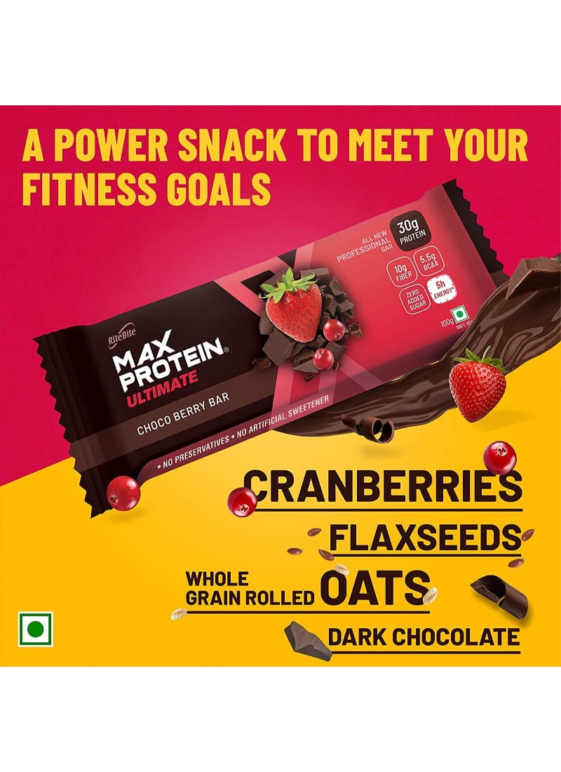 RiteBite Max Protein Ultimate Choco Berry Bars 600g - Pack of 6 (100g X 6)