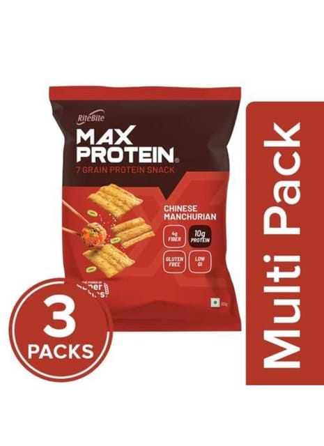 RiteBite Max Protein Chips - Chinese Manchurian 60g -Pack of 3 (60g x 3)